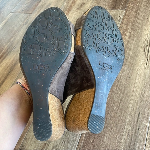 Ugg Australia Hazel brown suede cork wedge sandals size 8 - Picture 9 of 12
